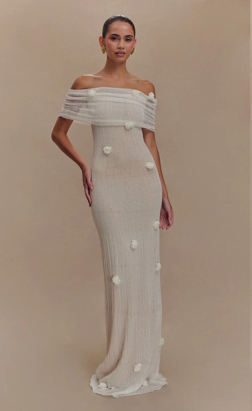 Meshki Brynn Orchid Knit Maxi Dress - Ivory